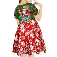 Mele Kalikimaka Shaka Santa Kid Short Sleeve Dress Hawaiian Surf Christmas Design with Aloha Spirit - Polynesian Pride