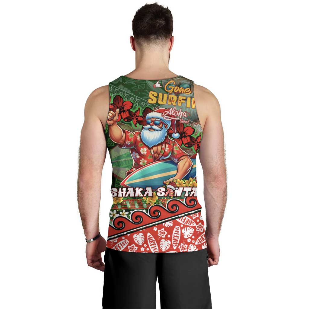 Mele Kalikimaka Shaka Santa Men Tank Top Hawaiian Surf Christmas Design with Aloha Spirit - Polynesian Pride