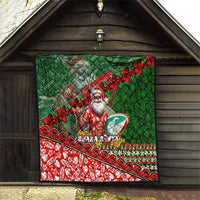 Mele Kalikimaka Shaka Santa Quilt Hawaiian Surf Christmas Design with Aloha Spirit - Polynesian Pride