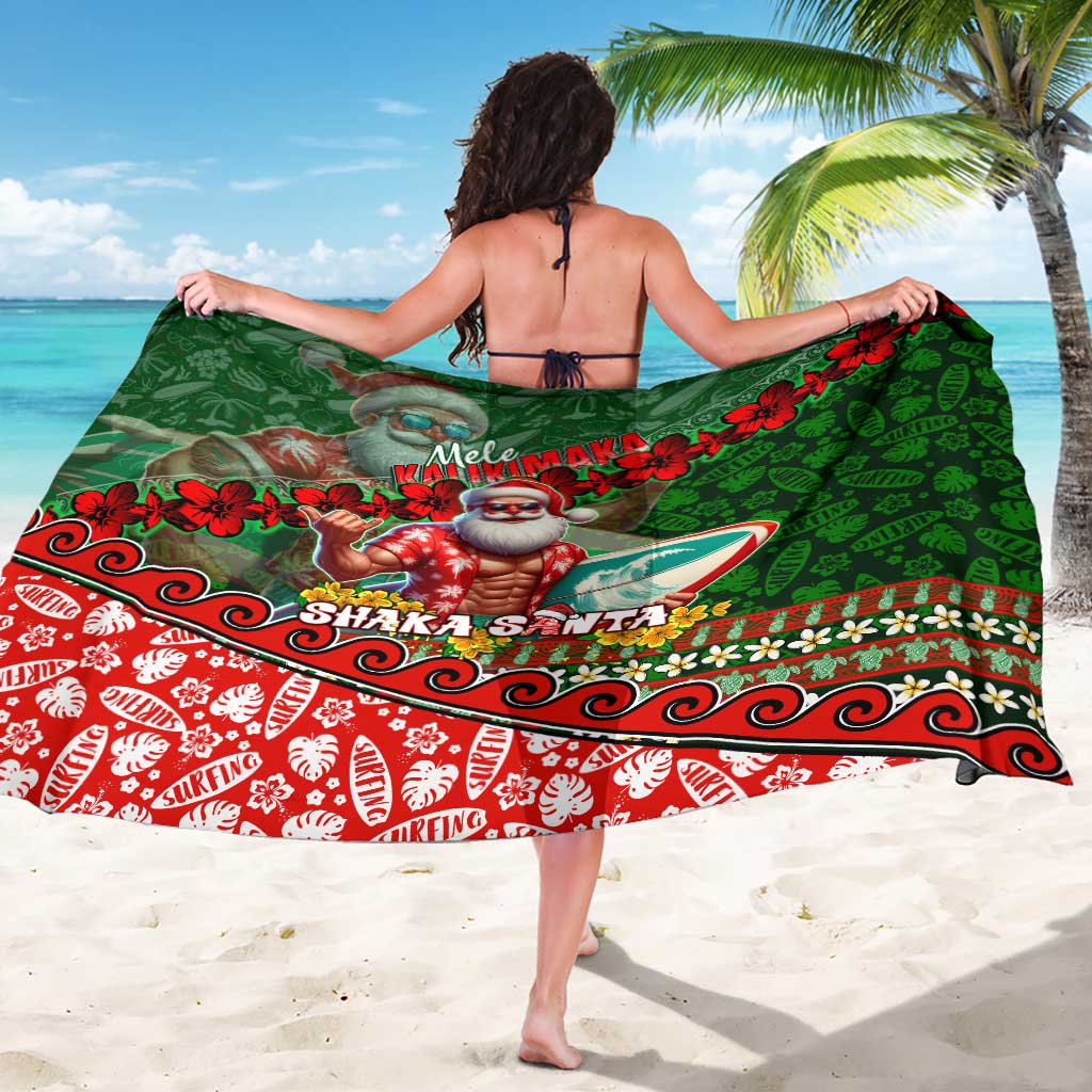 Mele Kalikimaka Shaka Santa Sarong Hawaiian Surf Christmas Design with Aloha Spirit - Polynesian Pride