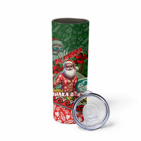 Mele Kalikimaka Shaka Santa Skinny Tumbler Hawaiian Surf Christmas Design with Aloha Spirit - Polynesian Pride