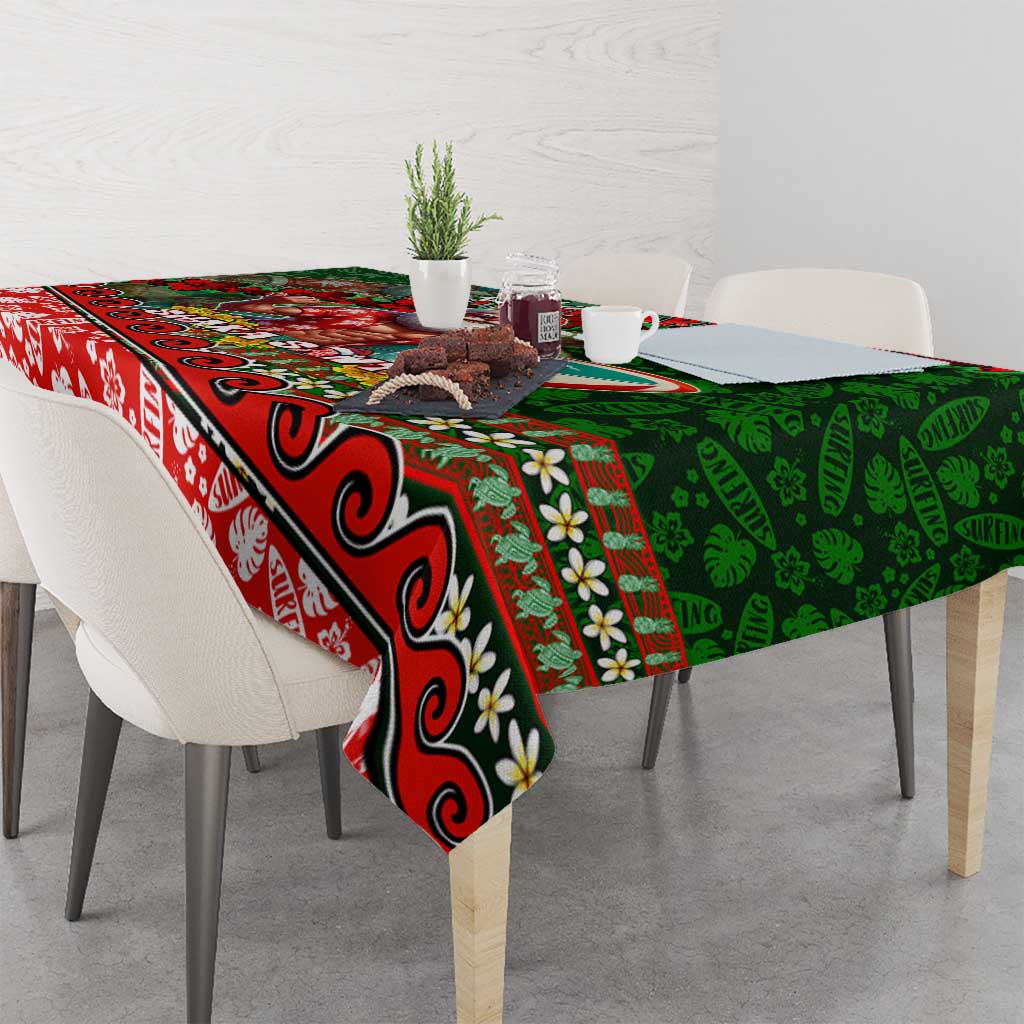 Mele Kalikimaka Shaka Santa Tablecloth Hawaiian Surf Christmas Design with Aloha Spirit DT02 - Polynesian Pride