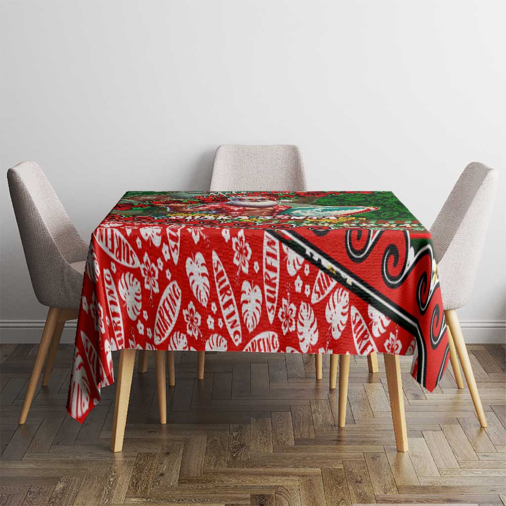 Mele Kalikimaka Shaka Santa Tablecloth Hawaiian Surf Christmas Design with Aloha Spirit DT02 - Polynesian Pride