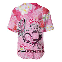 Butterfly Polynesia Breast Cancer Baseball Jersey Nobody Fights Alone Pink Out Tropical Hibiscus