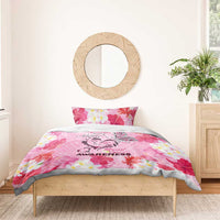 Butterfly Polynesia Breast Cancer Bedding Set Nobody Fights Alone Pink Out Tropical Hibiscus