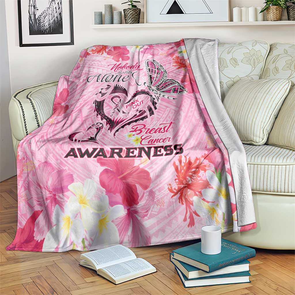 Butterfly Polynesia Breast Cancer Blanket Nobody Fights Alone Pink Out Tropical Hibiscus DT02 Pink - Polynesian Pride