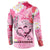 Butterfly Polynesia Breast Cancer Button Sweatshirt Nobody Fights Alone Pink Out Tropical Hibiscus