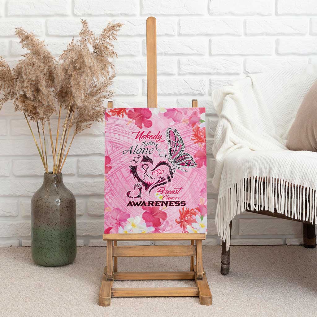 Butterfly Polynesia Breast Cancer Canvas Wall Art Nobody Fights Alone Pink Out Tropical Hibiscus DT02 - Polynesian Pride