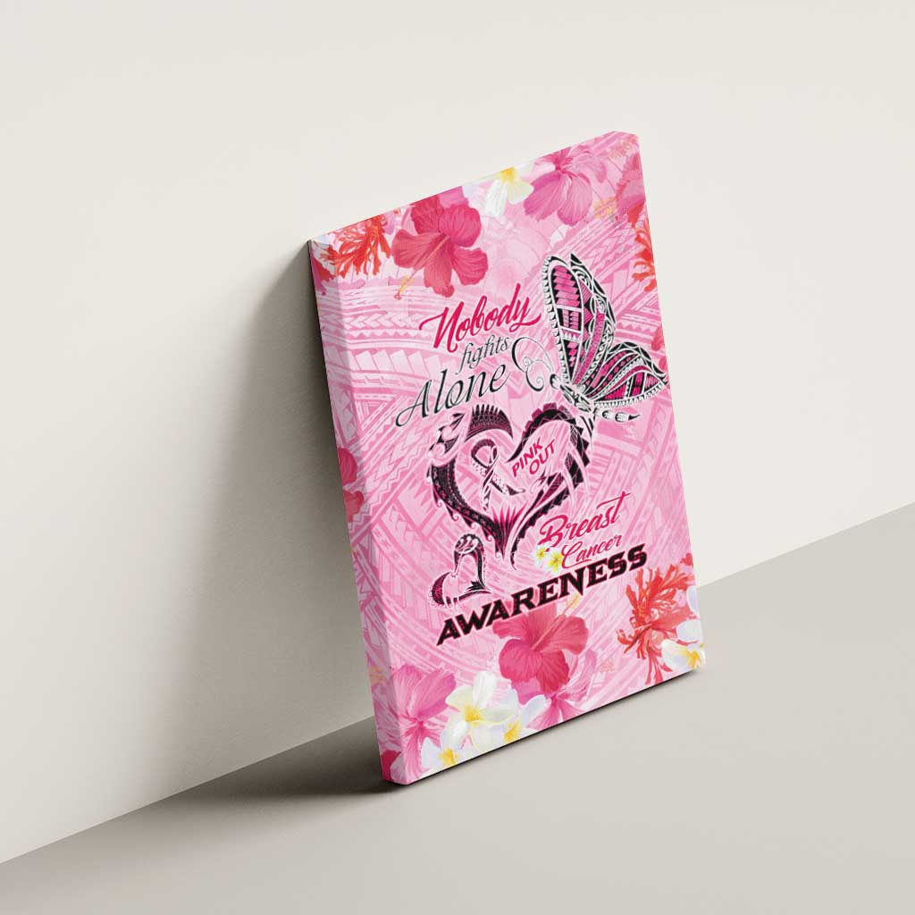 Butterfly Polynesia Breast Cancer Canvas Wall Art Nobody Fights Alone Pink Out Tropical Hibiscus DT02 - Polynesian Pride