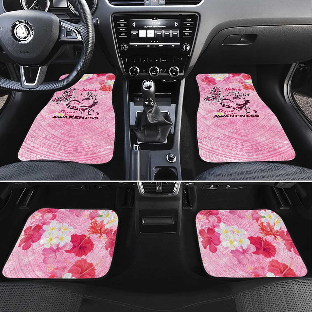Butterfly Polynesia Breast Cancer Car Mats Nobody Fights Alone Pink Out Tropical Hibiscus DT02 Set 4pcs Pink - Polynesian Pride