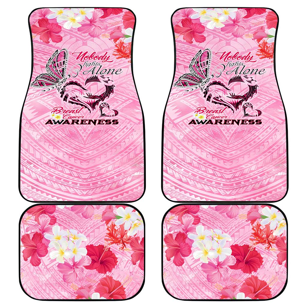 Butterfly Polynesia Breast Cancer Car Mats Nobody Fights Alone Pink Out Tropical Hibiscus DT02 - Polynesian Pride