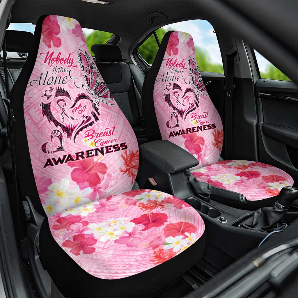Butterfly Polynesia Breast Cancer Car Seat Cover Nobody Fights Alone Pink Out Tropical Hibiscus