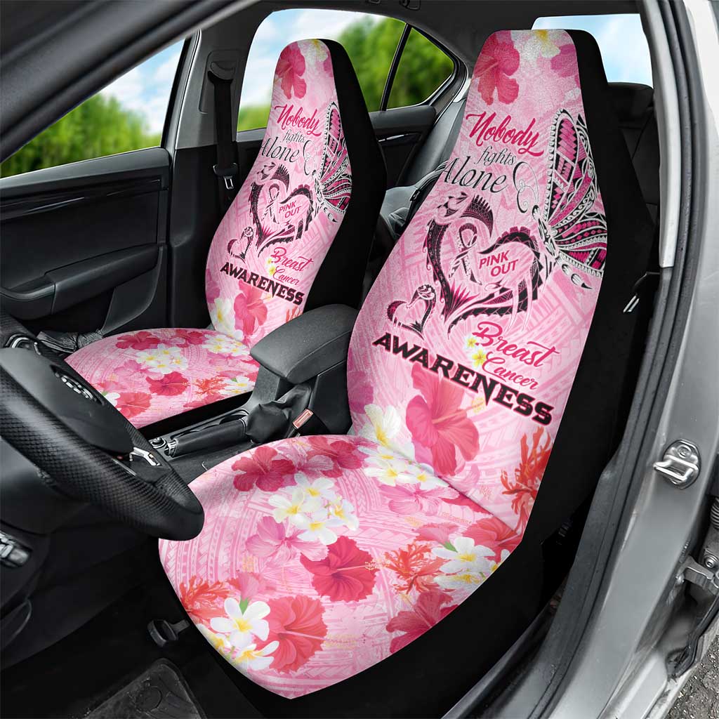 Butterfly Polynesia Breast Cancer Car Seat Cover Nobody Fights Alone Pink Out Tropical Hibiscus