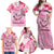 Butterfly Polynesia Breast Cancer Family Matching Off Shoulder Maxi Dress and Hawaiian Shirt Nobody Fights Alone Pink Out Tropical Hibiscus