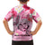 Butterfly Polynesia Breast Cancer Family Matching Short Sleeve Bodycon Dress and Hawaiian Shirt Nobody Fights Alone Pink Out Tropical Hibiscus