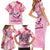 Butterfly Polynesia Breast Cancer Family Matching Short Sleeve Bodycon Dress and Hawaiian Shirt Nobody Fights Alone Pink Out Tropical Hibiscus