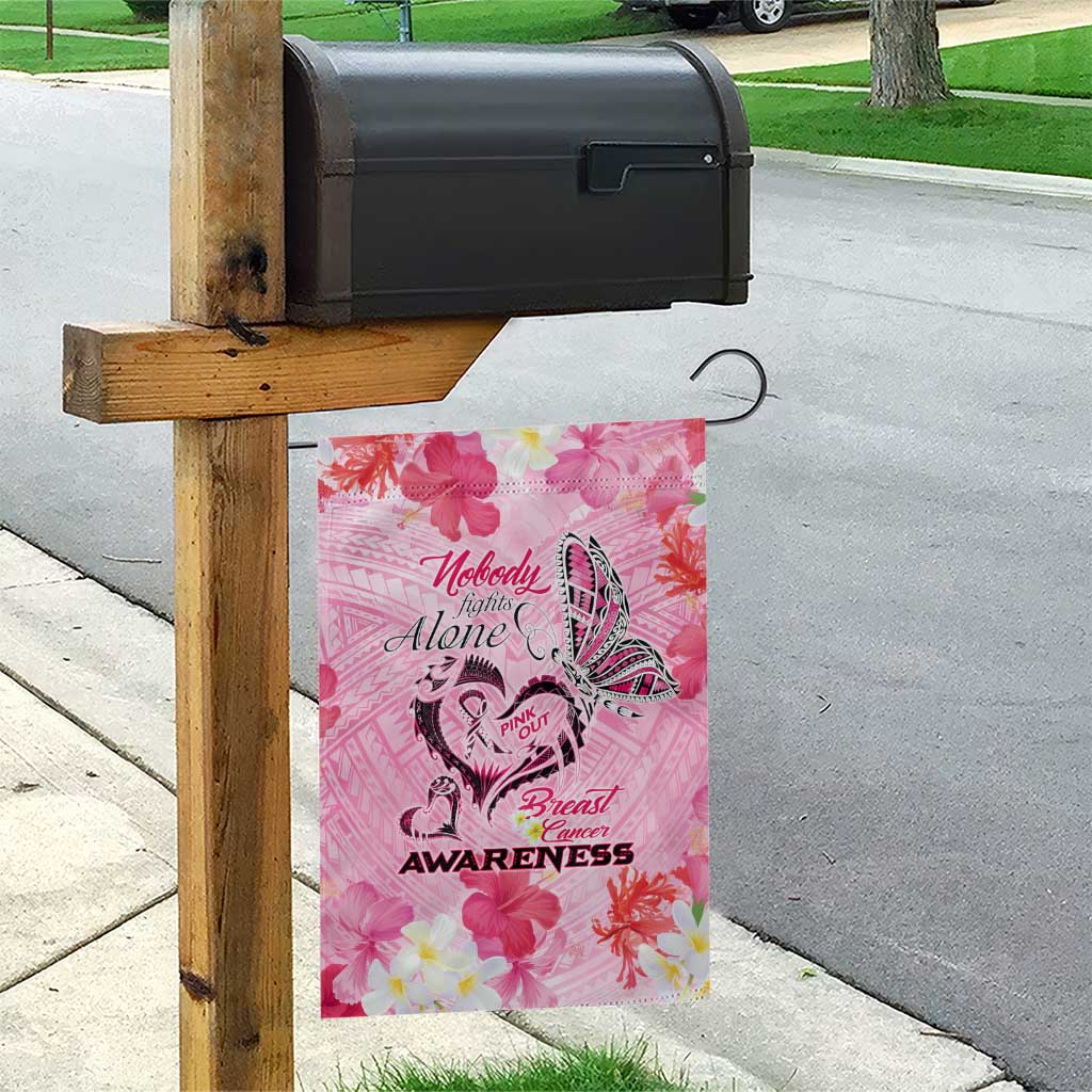 Butterfly Polynesia Breast Cancer Garden Flag Nobody Fights Alone Pink Out Tropical Hibiscus DT02 - Polynesian Pride