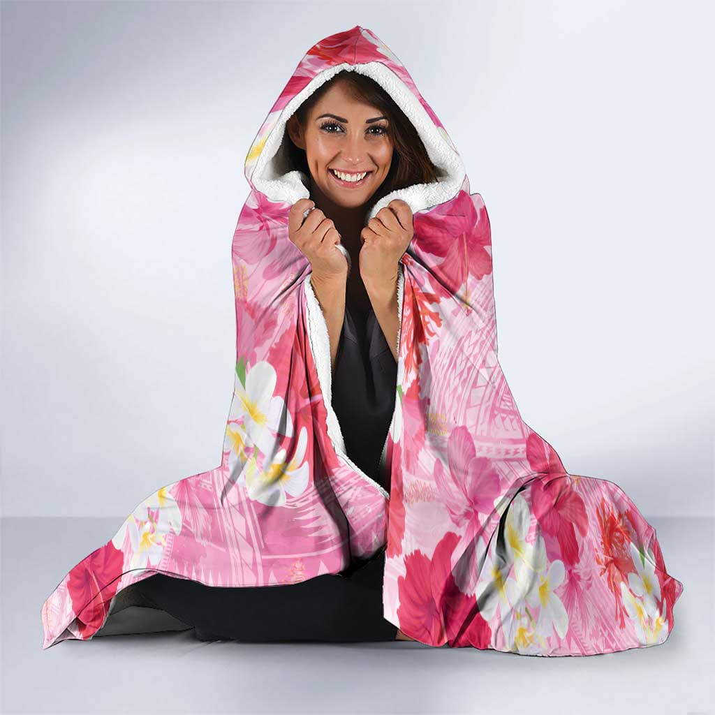 Butterfly Polynesia Breast Cancer Hooded Blanket Nobody Fights Alone Pink Out Tropical Hibiscus DT02 - Polynesian Pride
