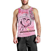 Butterfly Polynesia Breast Cancer Men Tank Top Nobody Fights Alone Pink Out Tropical Hibiscus DT02 - Polynesian Pride
