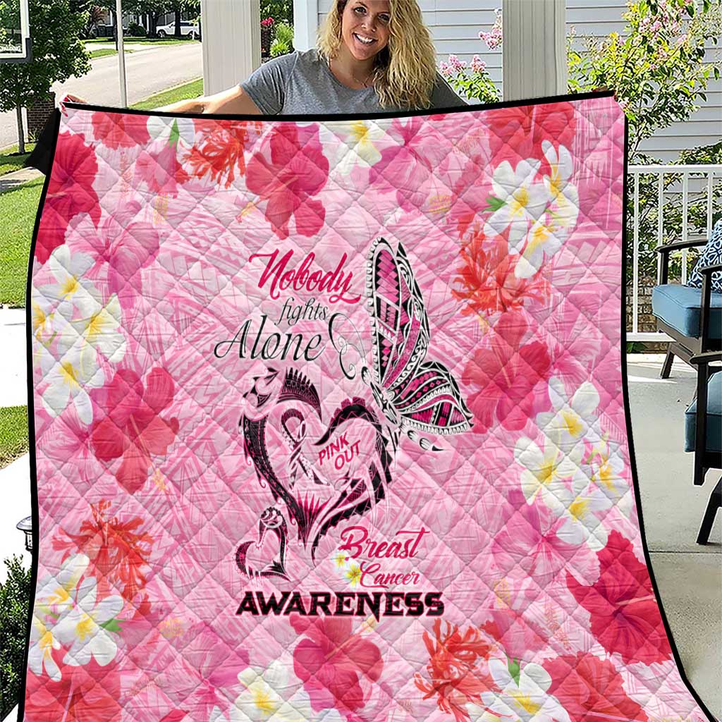 Butterfly Polynesia Breast Cancer Quilt Nobody Fights Alone Pink Out Tropical Hibiscus
