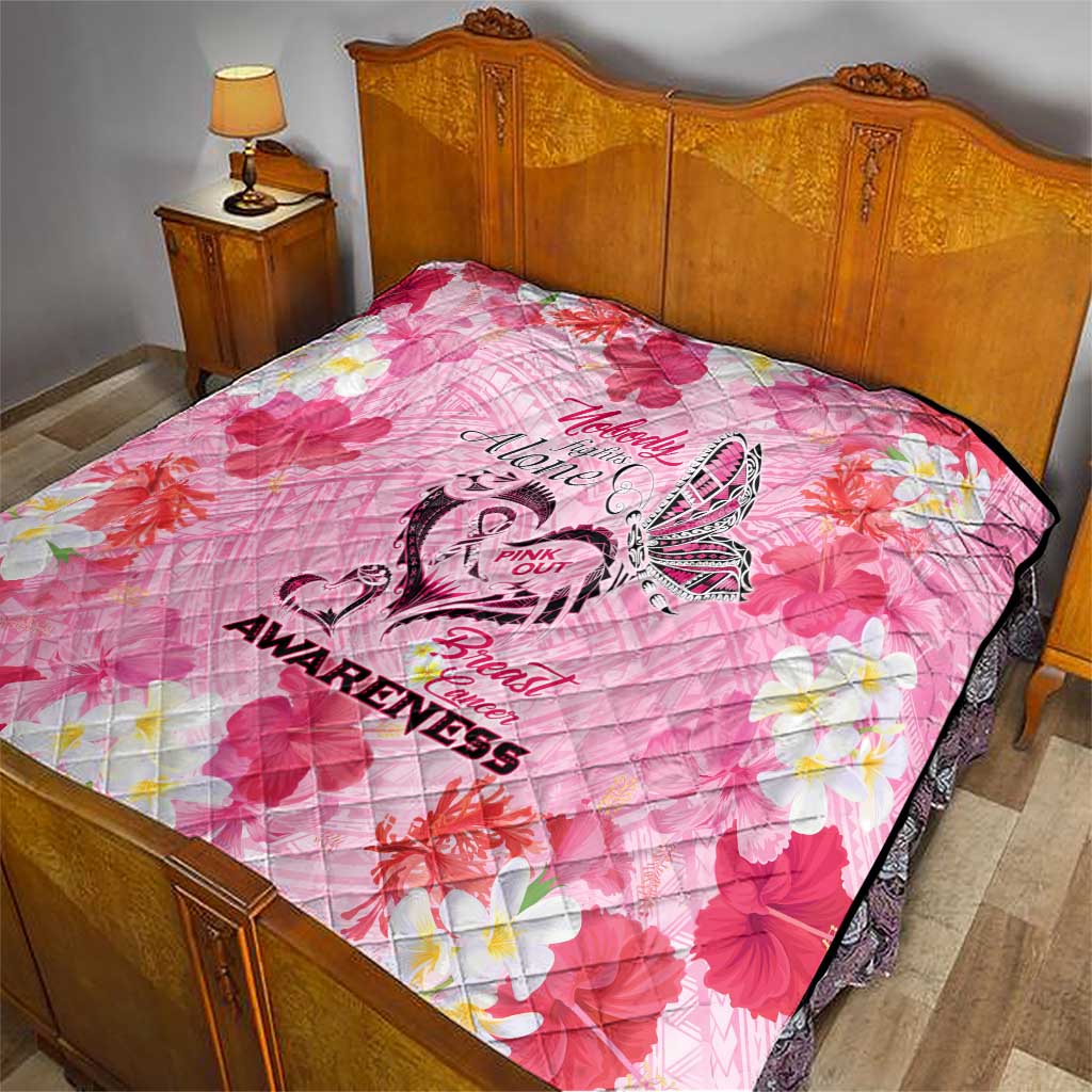 Butterfly Polynesia Breast Cancer Quilt Nobody Fights Alone Pink Out Tropical Hibiscus