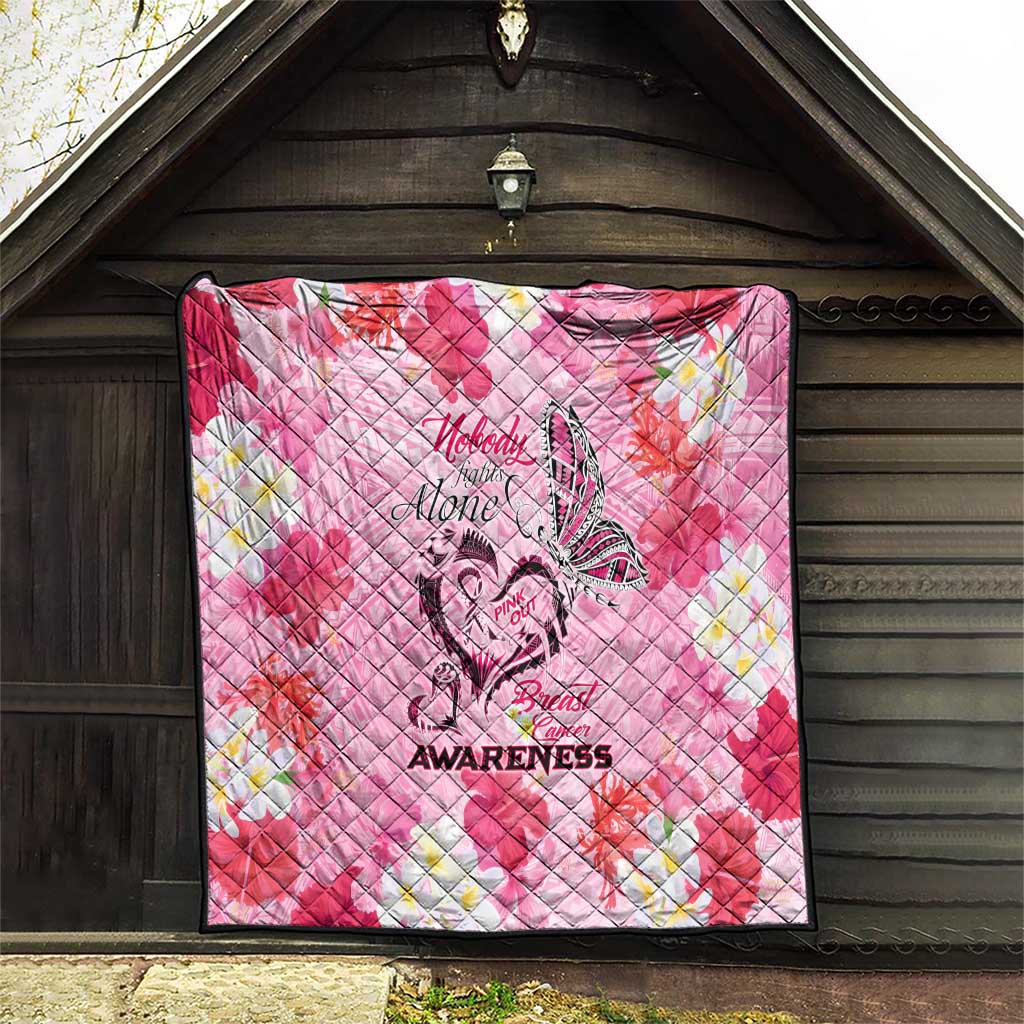 Butterfly Polynesia Breast Cancer Quilt Nobody Fights Alone Pink Out Tropical Hibiscus