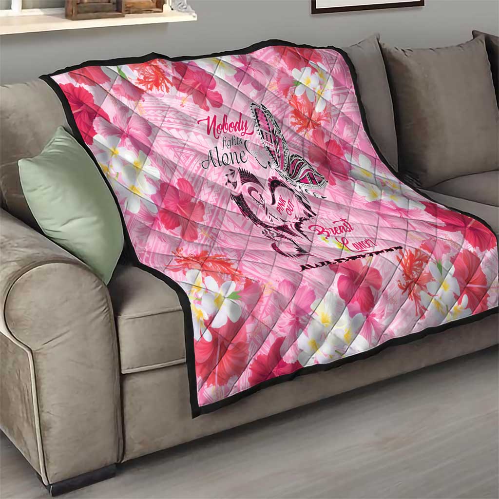 Butterfly Polynesia Breast Cancer Quilt Nobody Fights Alone Pink Out Tropical Hibiscus