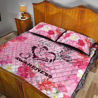 Butterfly Polynesia Breast Cancer Quilt Bed Set Nobody Fights Alone Pink Out Tropical Hibiscus DT02 - Polynesian Pride