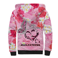 Butterfly Polynesia Breast Cancer Sherpa Hoodie Nobody Fights Alone Pink Out Tropical Hibiscus DT02 - Polynesian Pride