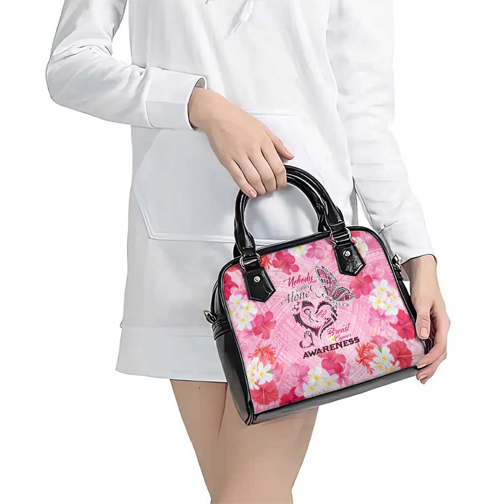 Butterfly Polynesia Breast Cancer Shoulder Handbag Nobody Fights Alone Pink Out Tropical Hibiscus
