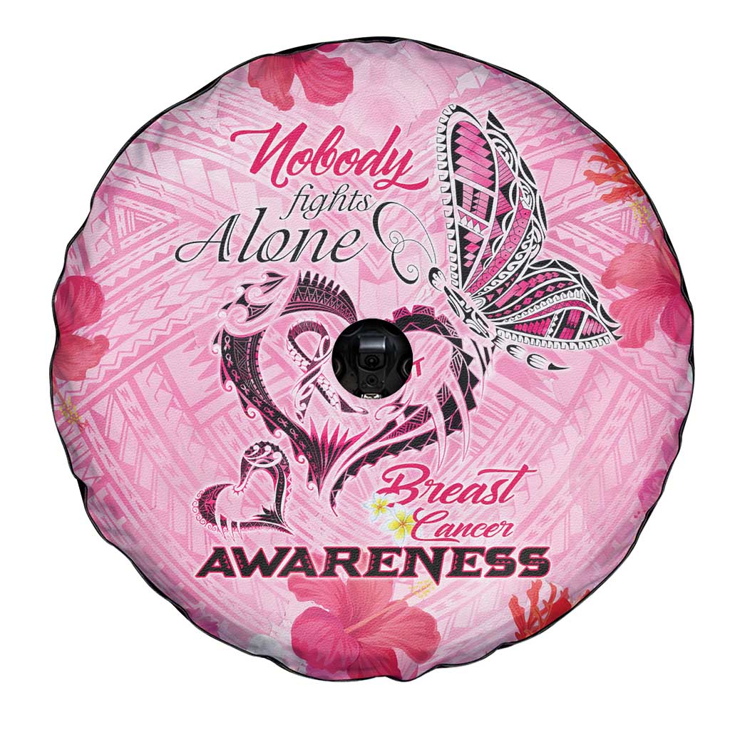 Butterfly Polynesia Breast Cancer Spare Tire Cover Nobody Fights Alone Pink Out Tropical Hibiscus