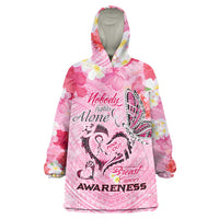 Butterfly Polynesia Breast Cancer Wearable Blanket Hoodie Nobody Fights Alone Pink Out Tropical Hibiscus DT02 One Size Pink - Polynesian Pride