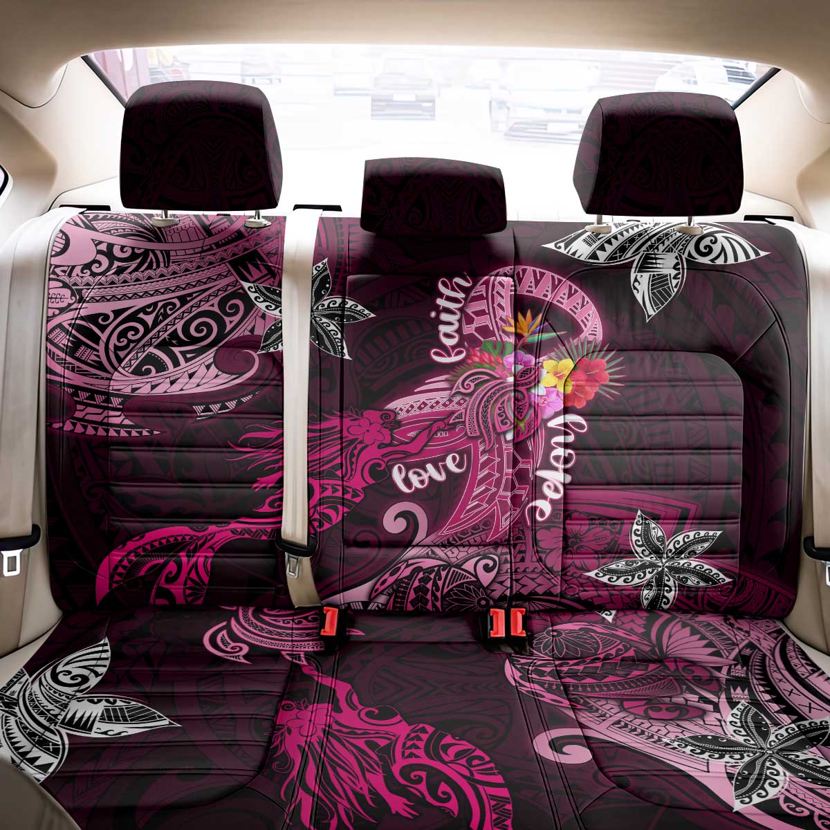 Breast Cancer Mermaid Polynesia Back Car Seat Cover Faith Hope Love