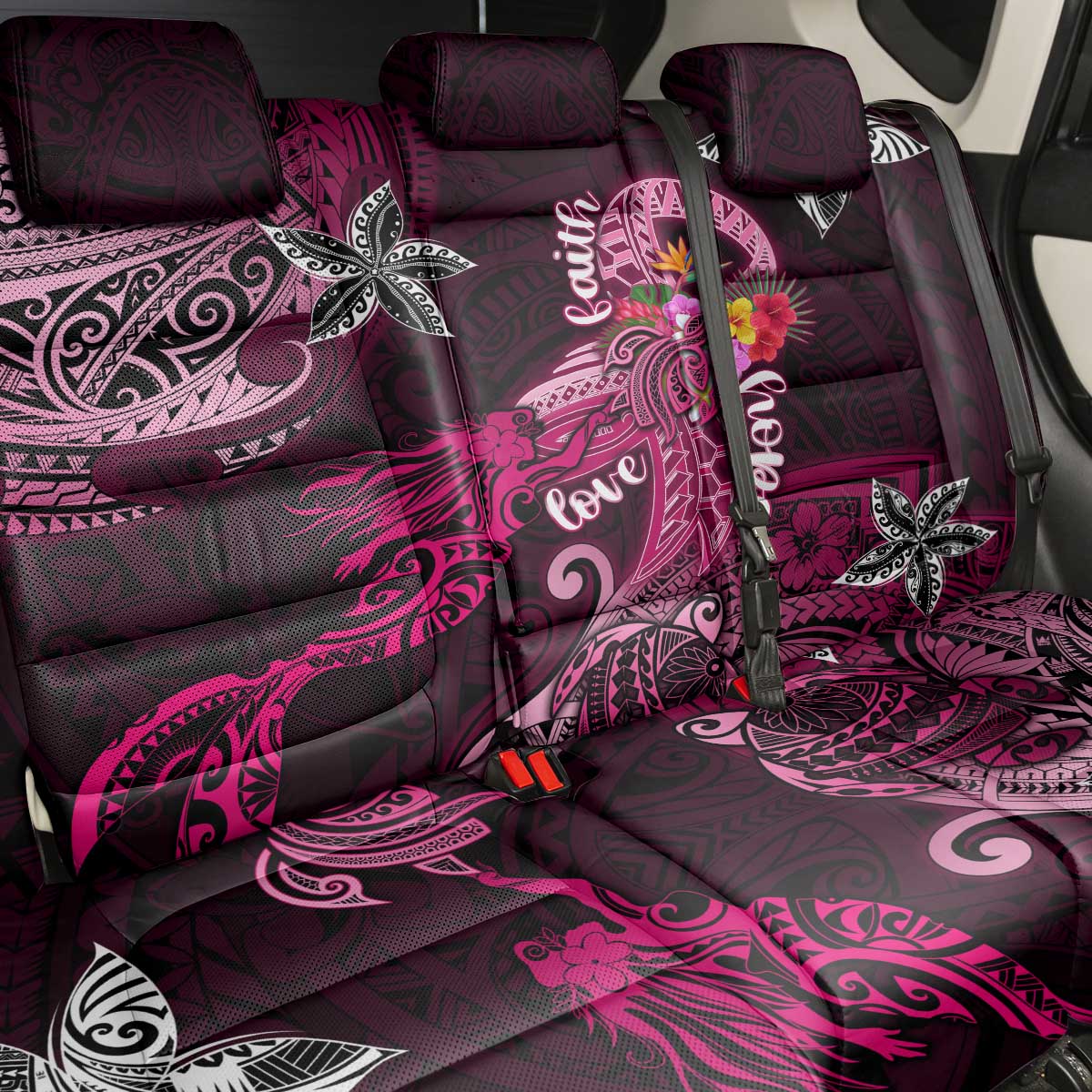 Breast Cancer Mermaid Polynesia Back Car Seat Cover Faith Hope Love