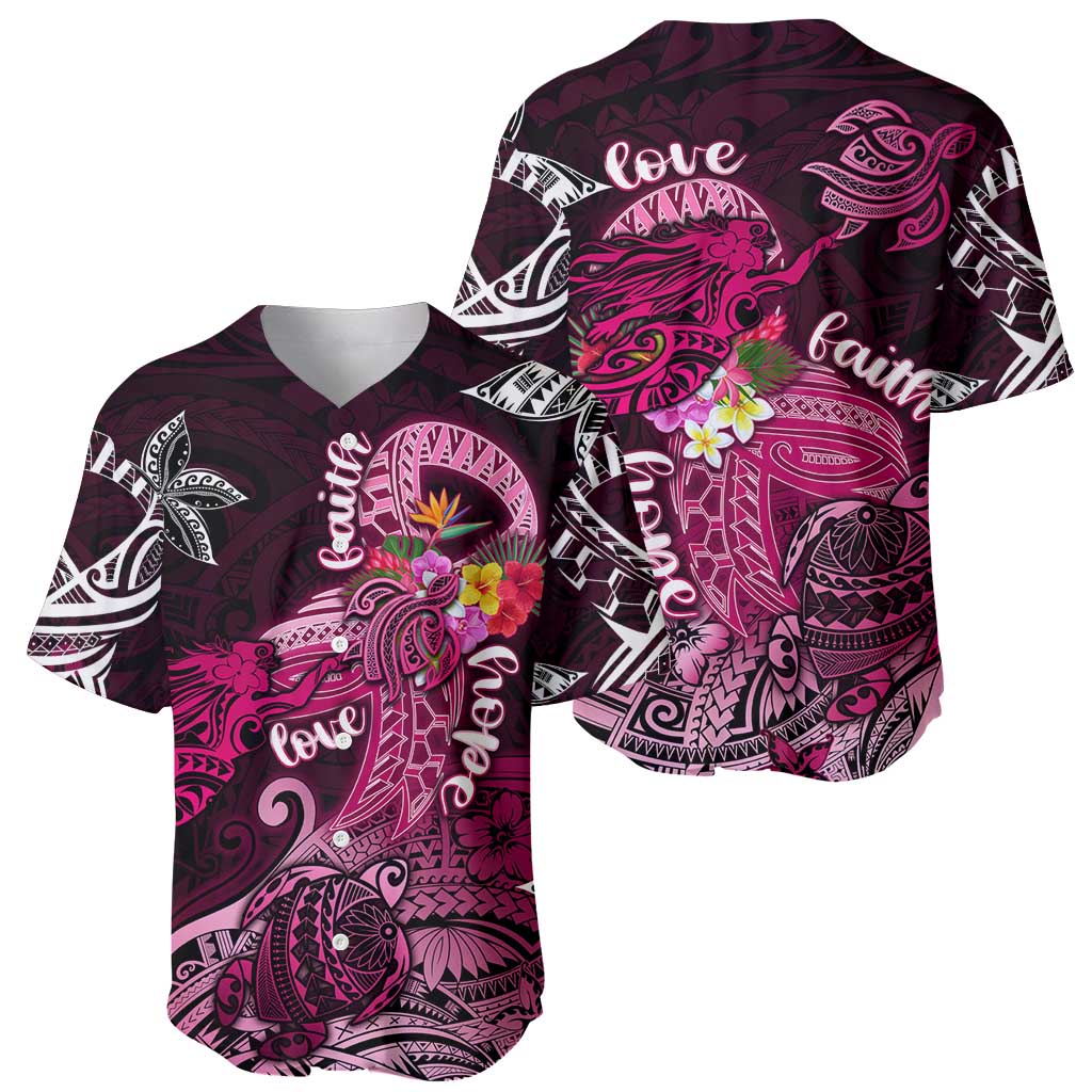 Breast Cancer Mermaid Polynesia Baseball Jersey Faith Hope Love