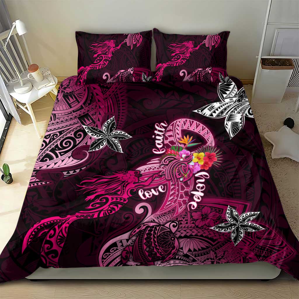 Breast Cancer Mermaid Polynesia Bedding Set Faith Hope Love