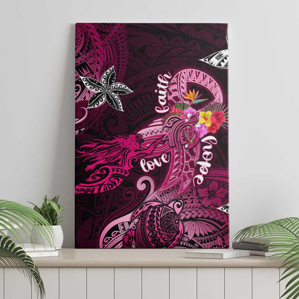 Breast Cancer Mermaid Polynesia Canvas Wall Art Faith Hope Love DT02 - Polynesian Pride