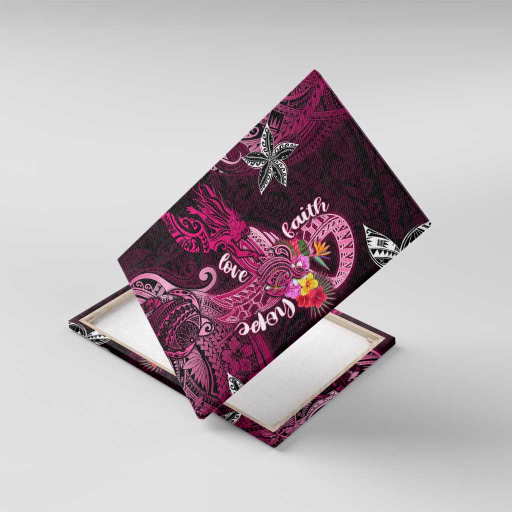 Breast Cancer Mermaid Polynesia Canvas Wall Art Faith Hope Love DT02 With Frame Pink - Polynesian Pride