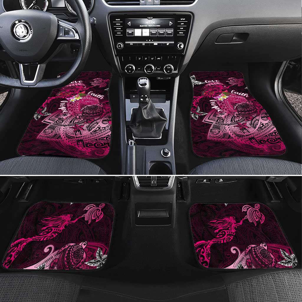 Breast Cancer Mermaid Polynesia Car Mats Faith Hope Love DT02 Set 4pcs Pink - Polynesian Pride