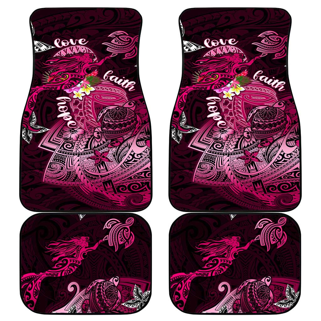 Breast Cancer Mermaid Polynesia Car Mats Faith Hope Love DT02 - Polynesian Pride