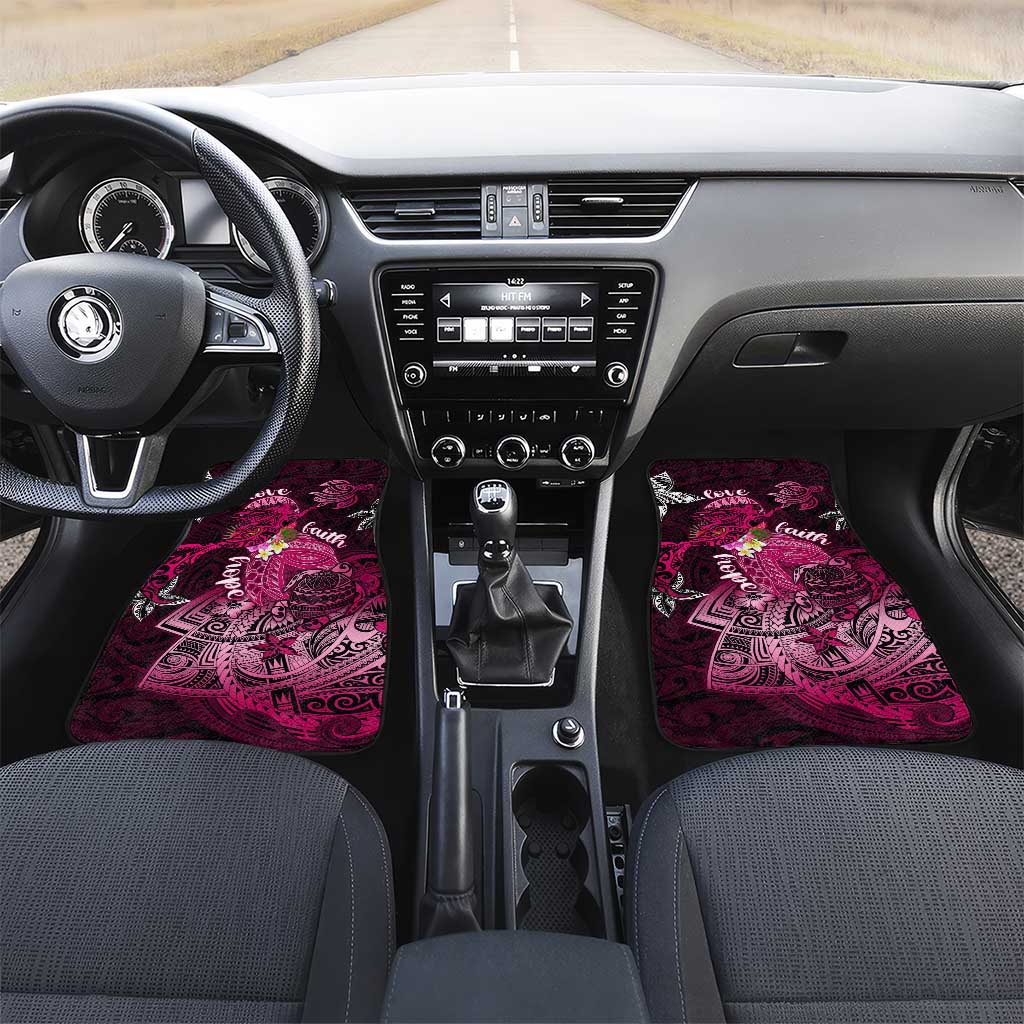 Breast Cancer Mermaid Polynesia Car Mats Faith Hope Love DT02 Set 2pcs - Front Pink - Polynesian Pride