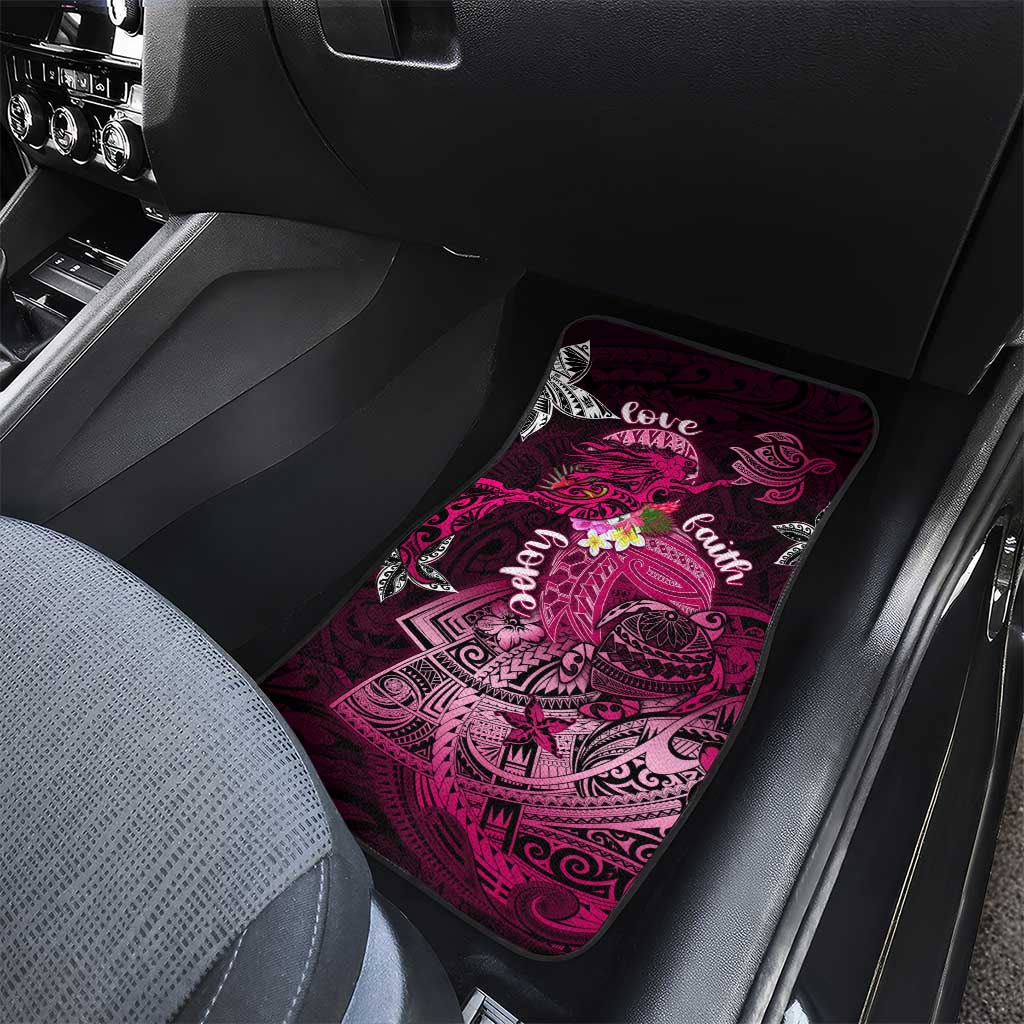 Breast Cancer Mermaid Polynesia Car Mats Faith Hope Love DT02 - Polynesian Pride