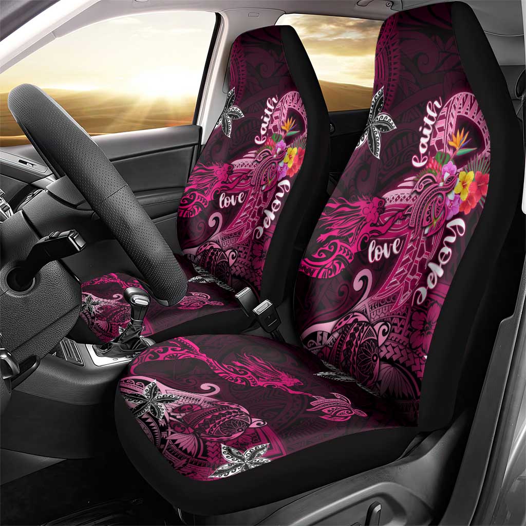 Breast Cancer Mermaid Polynesia Car Seat Cover Faith Hope Love