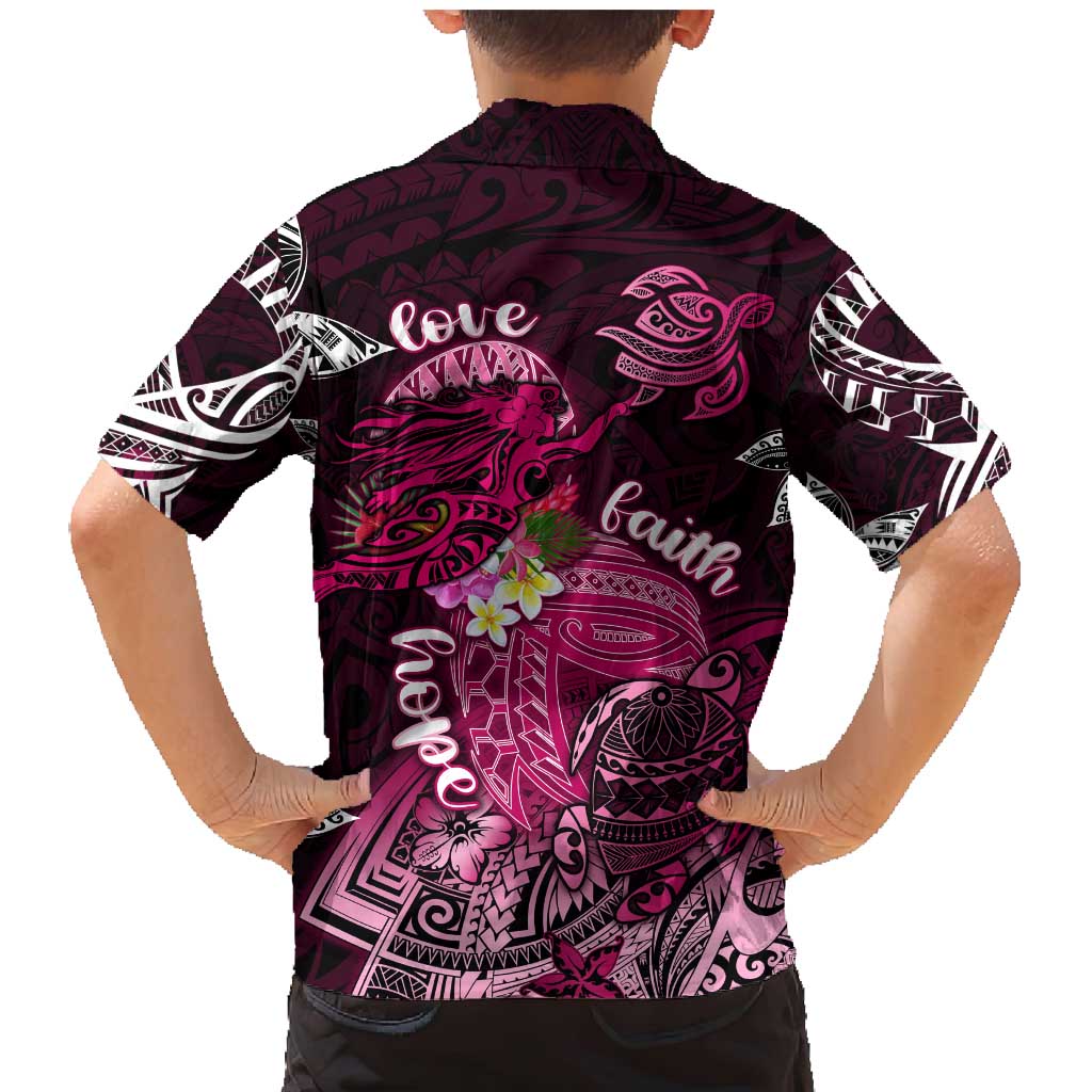 Breast Cancer Mermaid Polynesia Family Matching Mermaid Dress and Hawaiian Shirt Faith Hope Love