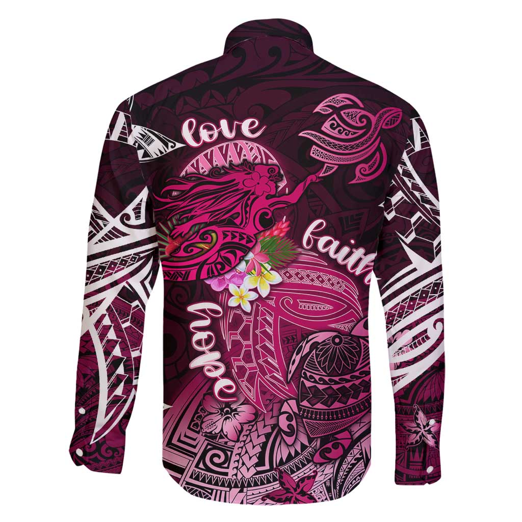 Breast Cancer Mermaid Polynesia Family Matching Summer Maxi Dress and Hawaiian Shirt Faith Hope Love