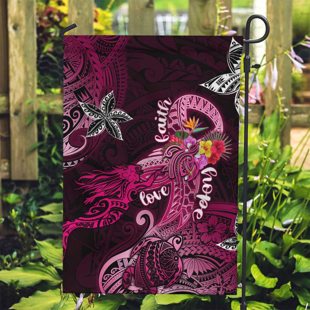 Breast Cancer Mermaid Polynesia Garden Flag Faith Hope Love DT02 Garden Flag Pink - Polynesian Pride