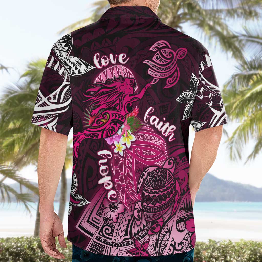 Breast Cancer Mermaid Polynesia Hawaiian Shirt Faith Hope Love