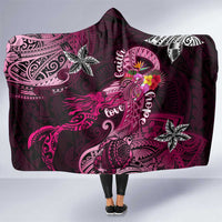 Breast Cancer Mermaid Polynesia Hooded Blanket Faith Hope Love DT02 One Size Pink - Polynesian Pride