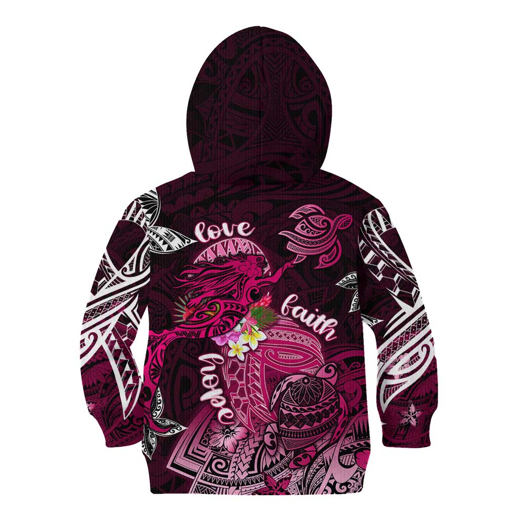 Breast Cancer Mermaid Polynesia Kid Hoodie Faith Hope Love
