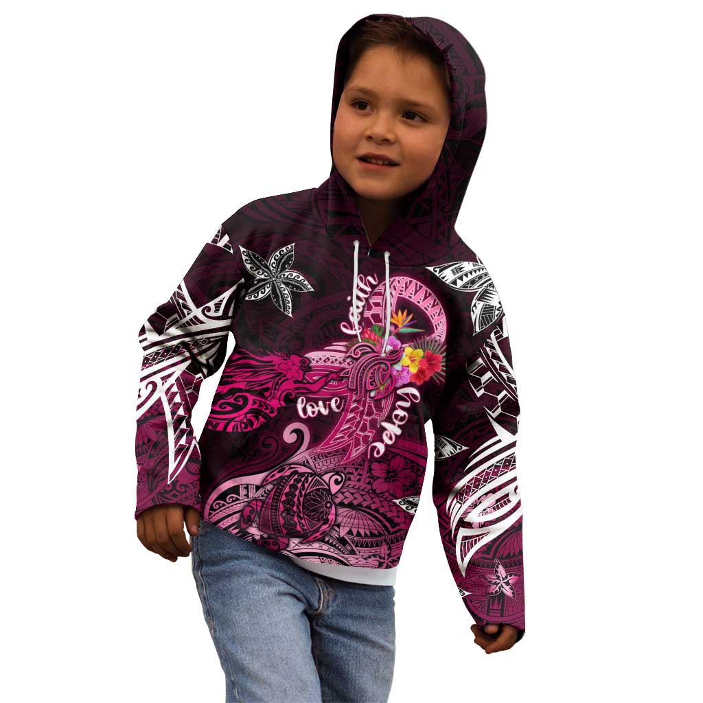 Breast Cancer Mermaid Polynesia Kid Hoodie Faith Hope Love